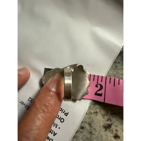 Artisan Rose Dahlia Southwest Mosaic Carved Adj Sterling Silver Statement Ring - Picture 5 of 10